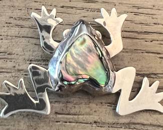 Mini Sterling Abalone Frog Pin