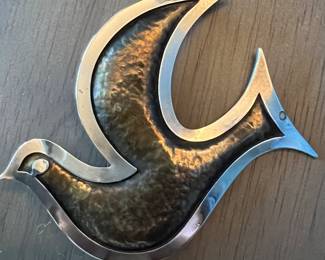 James Avery Vintage Sterling & Brass Dove Brooch