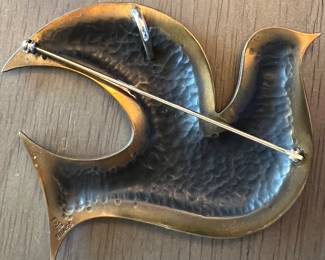 James Avery Vintage Sterling & Brass Dove Brooch