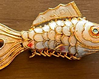 Vintage Cloisonne Articulated Fish Pendant