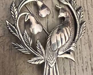 Coble & Corey Sterling Partridge in A Pear Tree Brooch