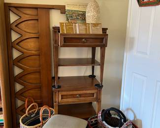 Vintage Nightstands pair, Headboard, Dresser, Highboy by  Sherrill Furniture Co, Handmade Baskets, Stool,  Table Lamp