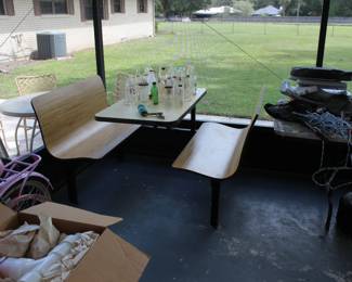 4 SEATER TABLE WITH TWO BENCH SEATS ALL ONE PIECE