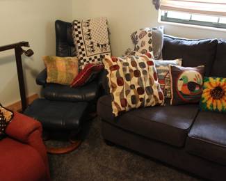 TWO SEATER SOFA AND A SWIVAL RECLINER