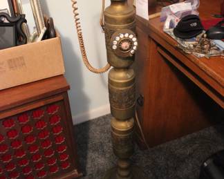 VINTAGE FRENCH STYLE CANDLESTICK FLOOR TELEPHONE (BRASS)