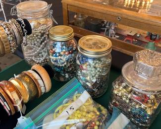 Bags and jars of good costume jewelry