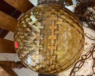 MCM Amber Glass Hanging Swag Light