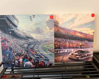 Pair Thomas Kinkade Talladega prints on canvas