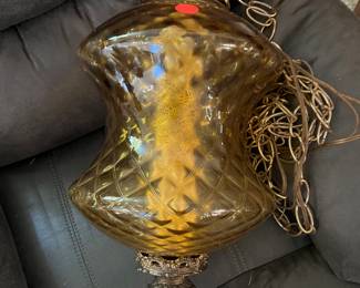 MCM Amber Glass Hanging Swag Light