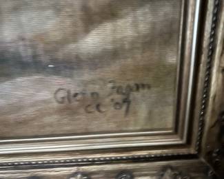 Large 1907 framed oil painting