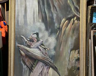 Large framed 1907 oil painting