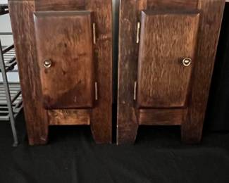 Pair small oak cabinets