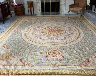 11 feet 8 1/2 inches wide by 11 feet long. Needle point.
Excellent condition.