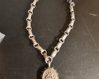 Silver Necklace/Locket & Book Chain