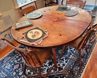 Wood Kitchen Table with Chairs, Oriental Area Rug