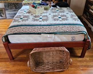 Bed Frame, Wicker Basket, Bed Spread, Mattress