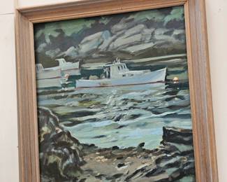 Framed Nautical Themed Oil Painting by James E Hughes
