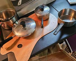Pots with Lids, Cutting Board