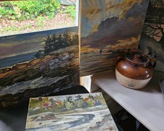 Oil Based Painting by James E Hughes, Stoneware Bean Pot