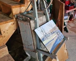 Vintage Wheel Barrow, Oil Painting by James E Hughes