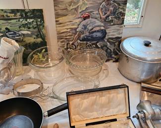 Glassware, Oil Painting by James E Hughes, Pot, Cordial Glass Set