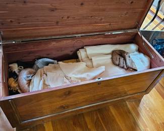 Cedar Chest, Linens, Baseball Glove