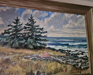 Framed Nautical Themed Oil Painting by James E Hughes