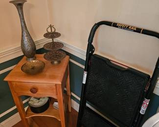 Side Table, Vase, Step Stool