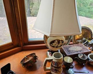 Lamp, Beer Stein, Silver Plates, Jewelry Box
