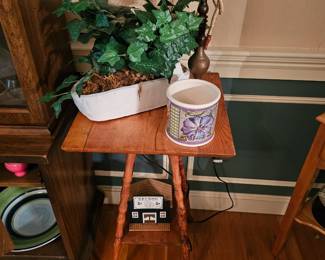 Side Table, Artificial Plant, Mug