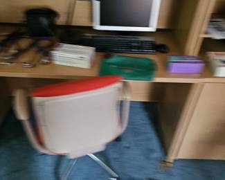Desk Chair, Computer, Desk Lamp