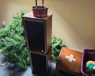 Speakers, Basket, Artificial Christmas Tree