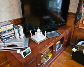 TV, TV Stand, Books