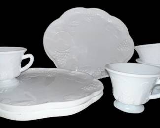 Indiana Milk Glass Snack Set