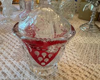 cut to ckear lidded candy dish