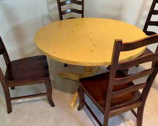 painted pine table and four chairs