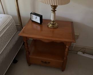 Pair of bedside tables and lamps