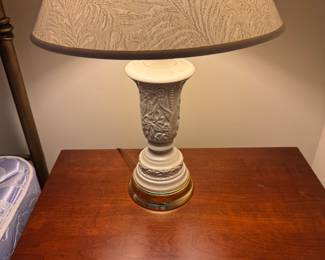 one of a pair of bedside lamps