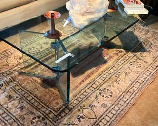 Rug - fabulous! appx 6 x 4 and a pace glass coffee table and fabulous minerals
