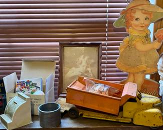 OLD PAPER DOLL, VINTAGE METAL TRUCK