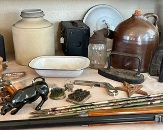 VINTAGE CROCK CANNING JAR & JUG