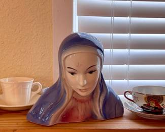 CUPS/SAUCERS, VINTAGE MADONNA BUST