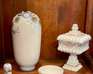 FRANZ BEGONIA VASE, WESTMORELAND MILK GLASS WEDDING  BOX BRIDE’S BOX