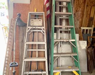 LADDERS, WEED EATER, WOOD FOR TABLES