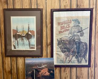 FRAMED SAILBOAT SERIGRAPH SIGNED BY FOX, BUFFALO BILL FRAMED POSTER