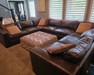Bernhardt Brown Leather 5 piece Sectional