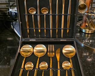 Gold Stainless Steel Flatware 47pc