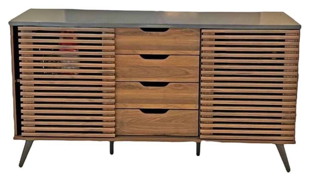 4Drawer Sliding Door Wood Cabinet