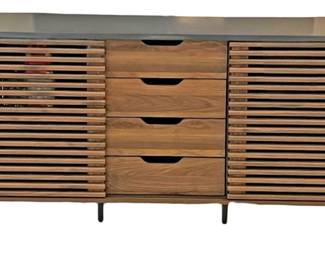 4Drawer Sliding Door Wood Cabinet