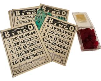 Vintage Bingo Set With Cards and Chips
